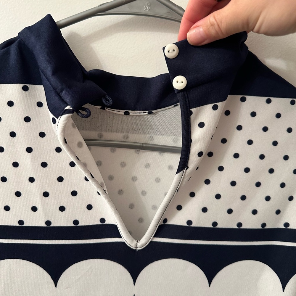 Elegant Kate & Lily blue and White Polka Dot Dress - Picture 5 of 5
